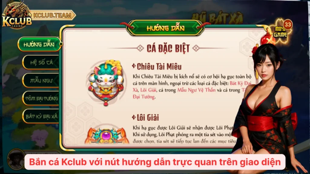 Bắn Cá KClub: Nổ Hũ Triệu Xu – Hạ Boss Nhận Code Khủng 4 Bắn cá Kclub với nút hướng dẫn trực quan trên giao diện