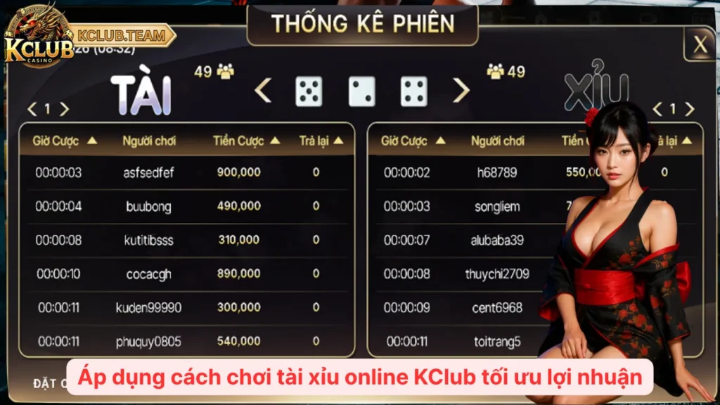 Cách Chơi Tài Xỉu Online Tăng 99% Tỷ Lệ Thắng 4 Áp dụng cách chơi tài xỉu online KClub tối ưu lợi nhuận