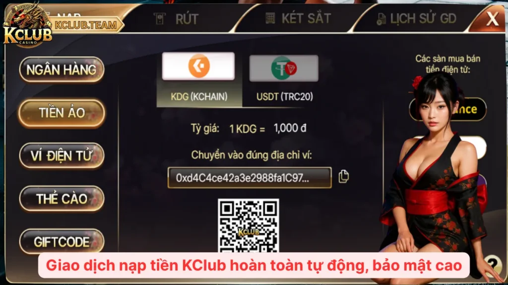 Giao dịch nạp tiền KClub hoàn toàn tự động, bảo mật cao